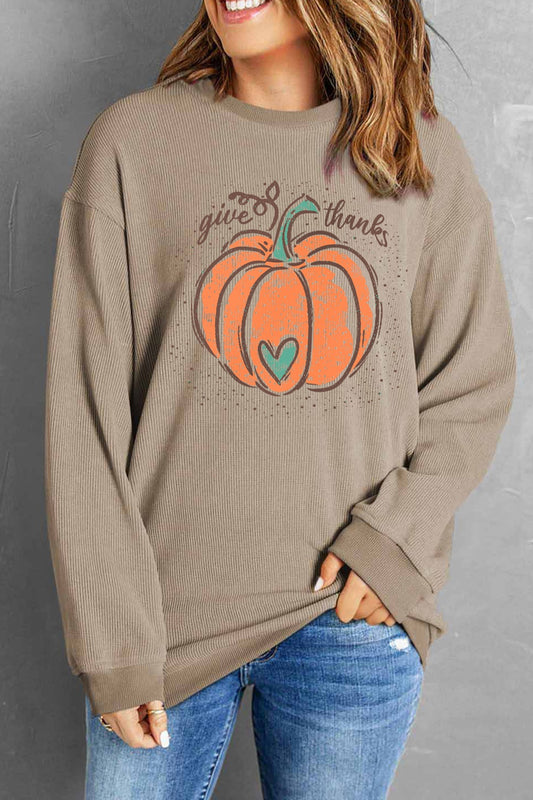 Pumpkin Graphic Long Sleeve Sweatshirt