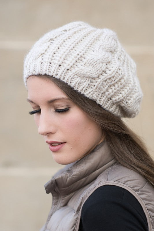 Cable Knit Slouchy Beret