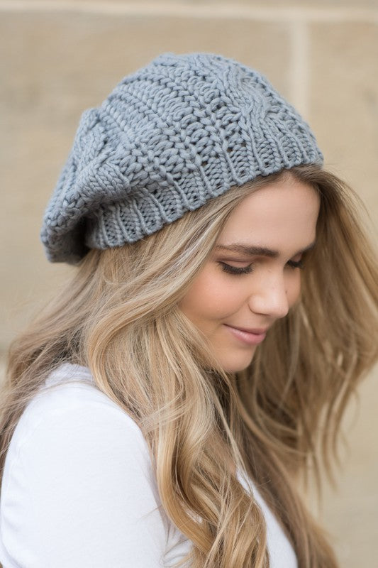 Cable Knit Slouchy Beret