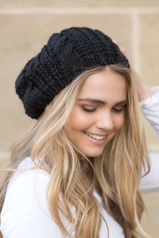 Cable Knit Slouchy Beret