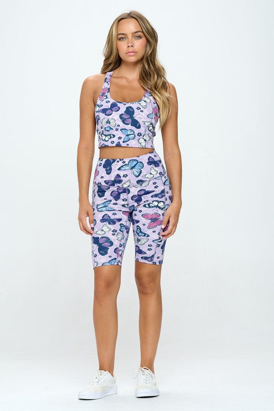 Butterfly Print Athletic Wear Set