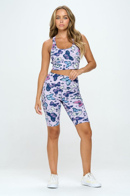 Butterfly Print Athletic Wear Set