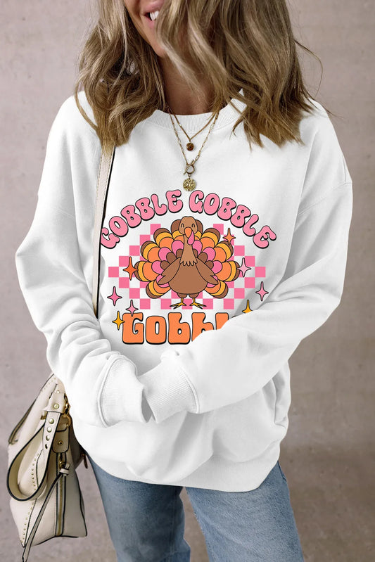 "Gobble Gobble Gobble" Turkey Graphic Sweatshirt