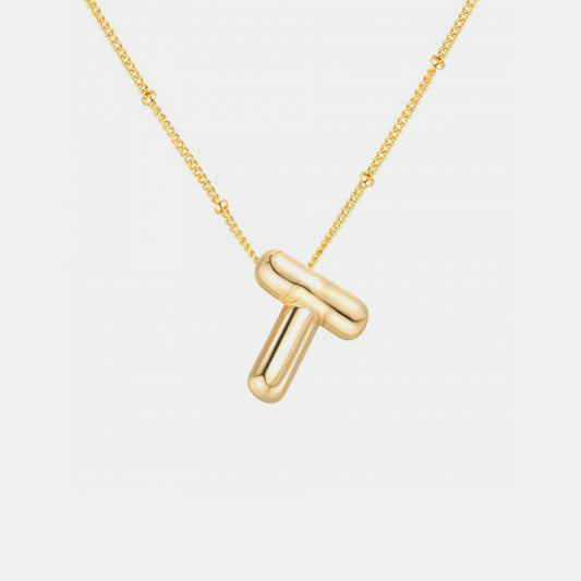 Gold-Plated Bubble Initial Necklace Letters T-Z