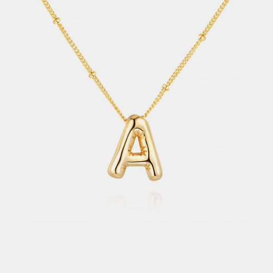 Gold-Plated Bubble Initial Necklace Letters A-J