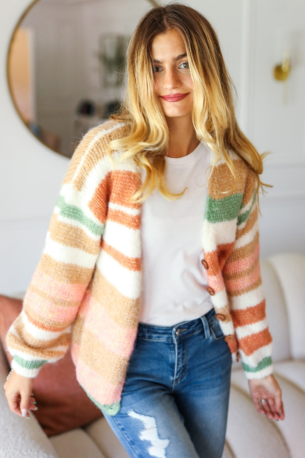 Haptics Striped Sweater Cardigan