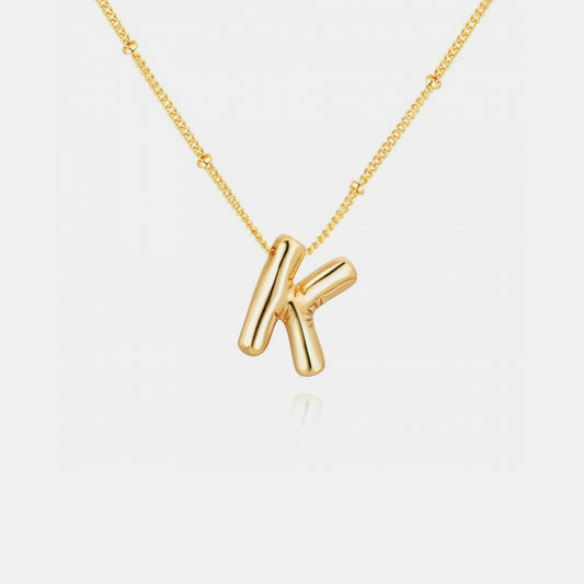 Gold-Plated Bubble Initial Necklace Letters K-S