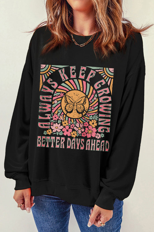 Graphic Round Neck Long Sleeve Sweatshirt