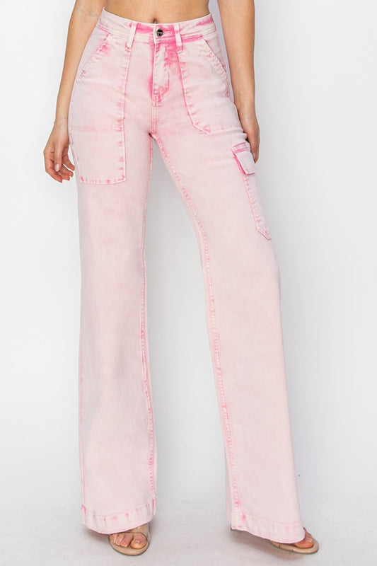 RISEN Pink Cargo Pocket Jeans