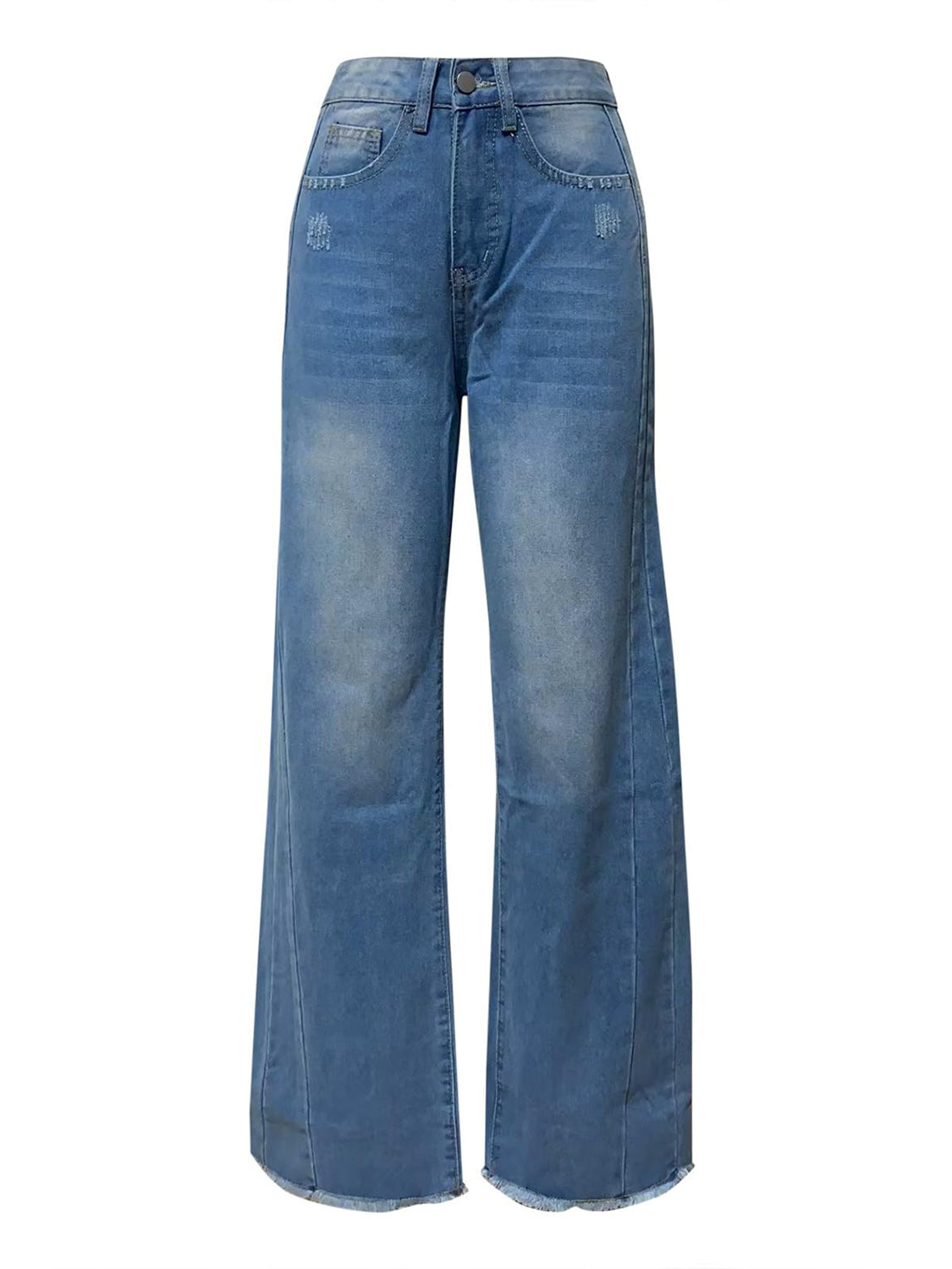 Raw Hem Wide Leg Jeans