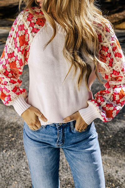 Flower Round Neck Sweater