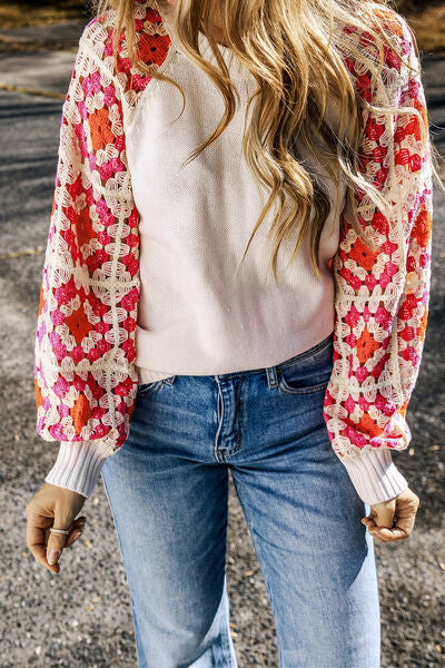 Flower Round Neck Sweater